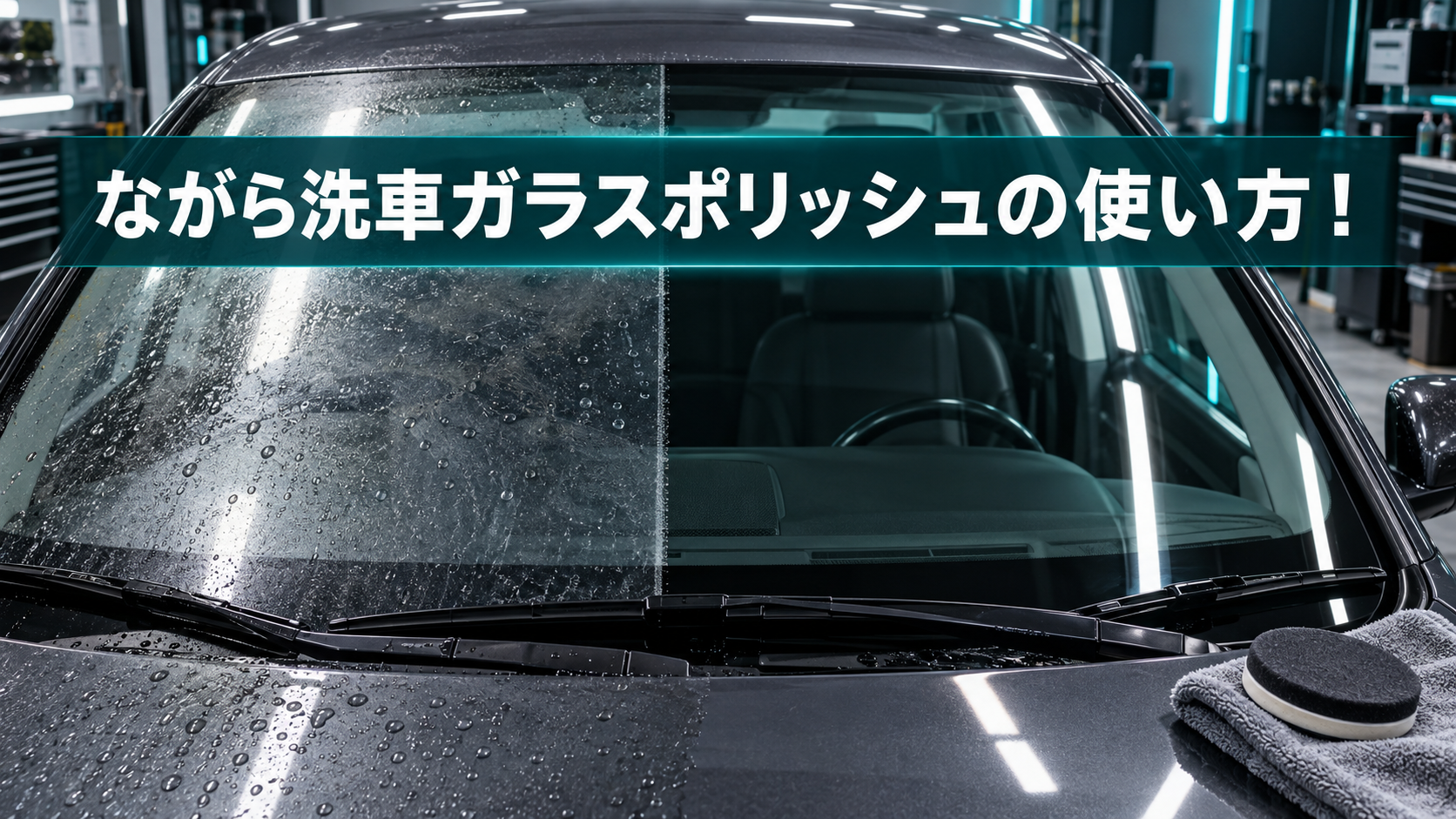 ながら洗車ガラスポリッシュの使い方！油膜・ウロコ除去と注意点を解説の結論を示す手書き図解